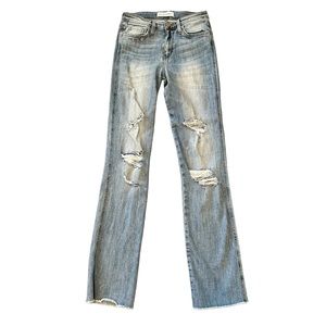 Flying Monkey Lani High Rise Clean Cut & Fray Hem Straight Leg Jeans